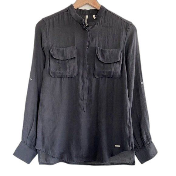 Woolrich Navy Linen Blouse Size M - Picture 1 of 7